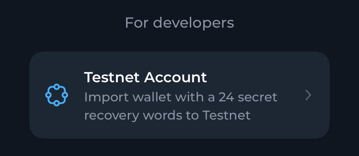Testnet account